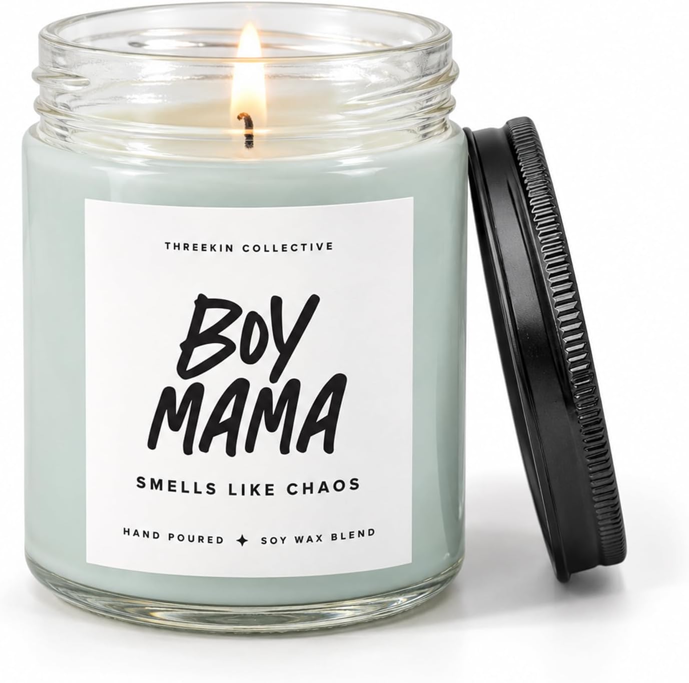ThreeKin Scented Candles for Boy Mama, Natural Soy Wax Candles for Home, Relaxing Aromatherapy for Moms, Essential Oil Lavender Scent, Long Lasting Candle Burns for 65 Hours