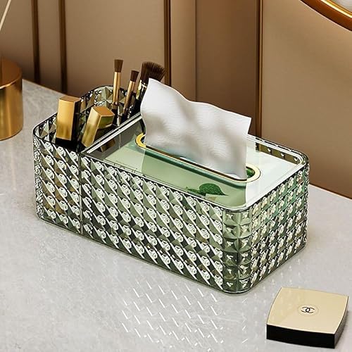 Shilanmei Multifunctional Acrylic Desk Organizer - Reusable Clear Facial Tissue Box Holder for Home Office Decorative (Green) - Cosy Home Interiors Shilanmei Multifunctional Acrylic Desk Organizer - Reusable Clear Facial Tissue Box Holder for Home Office Decorative (Green) - Image 5