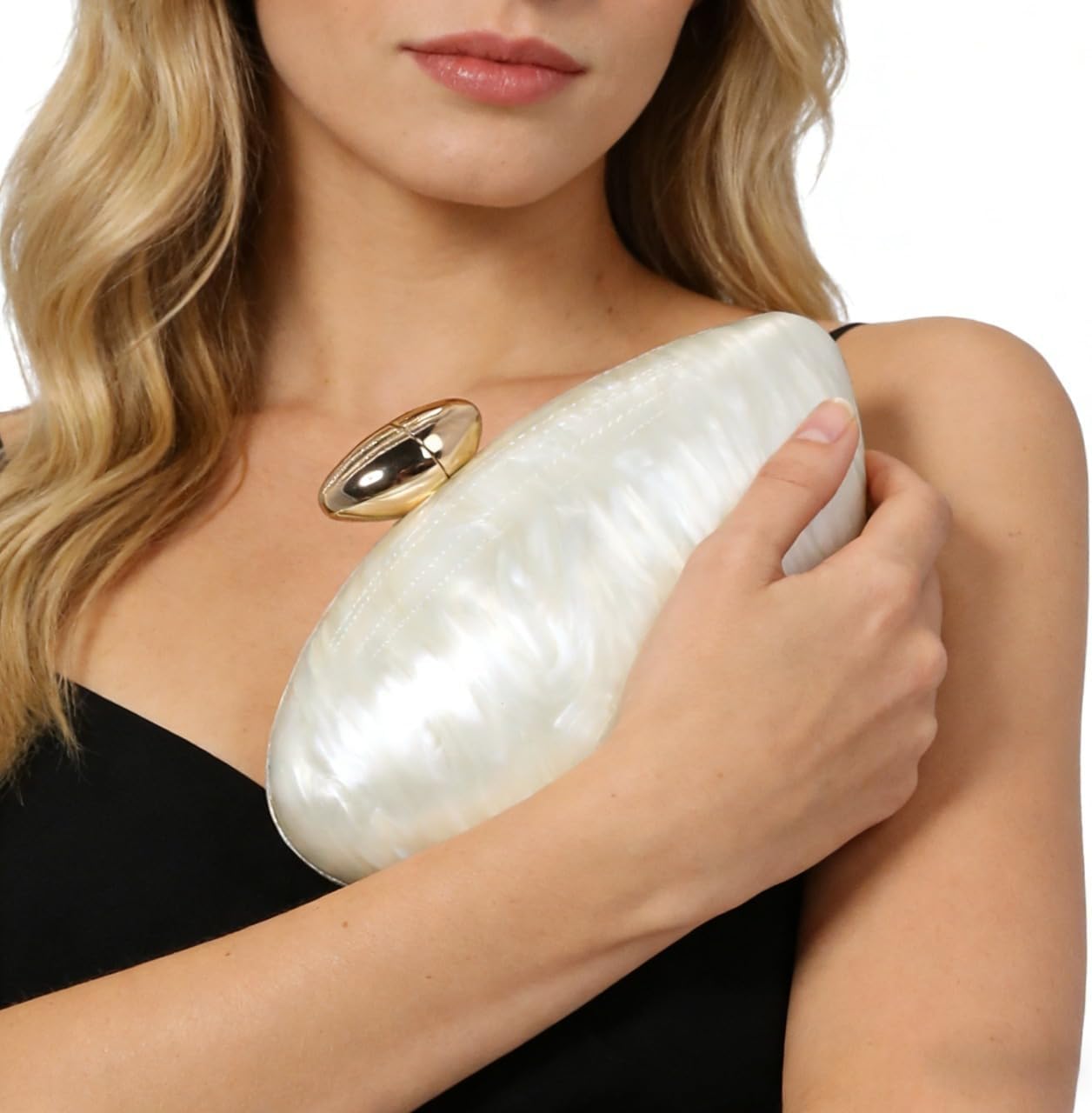 Shell Shape Acrylic Clutch Trendy Metallic Acrylic Evening Bag Shiny Egg Purses and Handbags for Women Wedding Party - Image 2