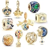 10 Pack Diy Charm Beads Suit, 925 Sterling Silver Pendant Dangle Charm Fit for Bracelet,Creative jewelry combination,Jewelry Gift for Women Wife