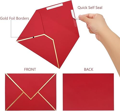 Miniatura 10 de Paquete de 50 sobres autosellados de 5 x 7 pulgadas, sobres azules de 5 x 7 pulgadas para invitaciones con sobres autoadhesivos A7 autoadhesivos