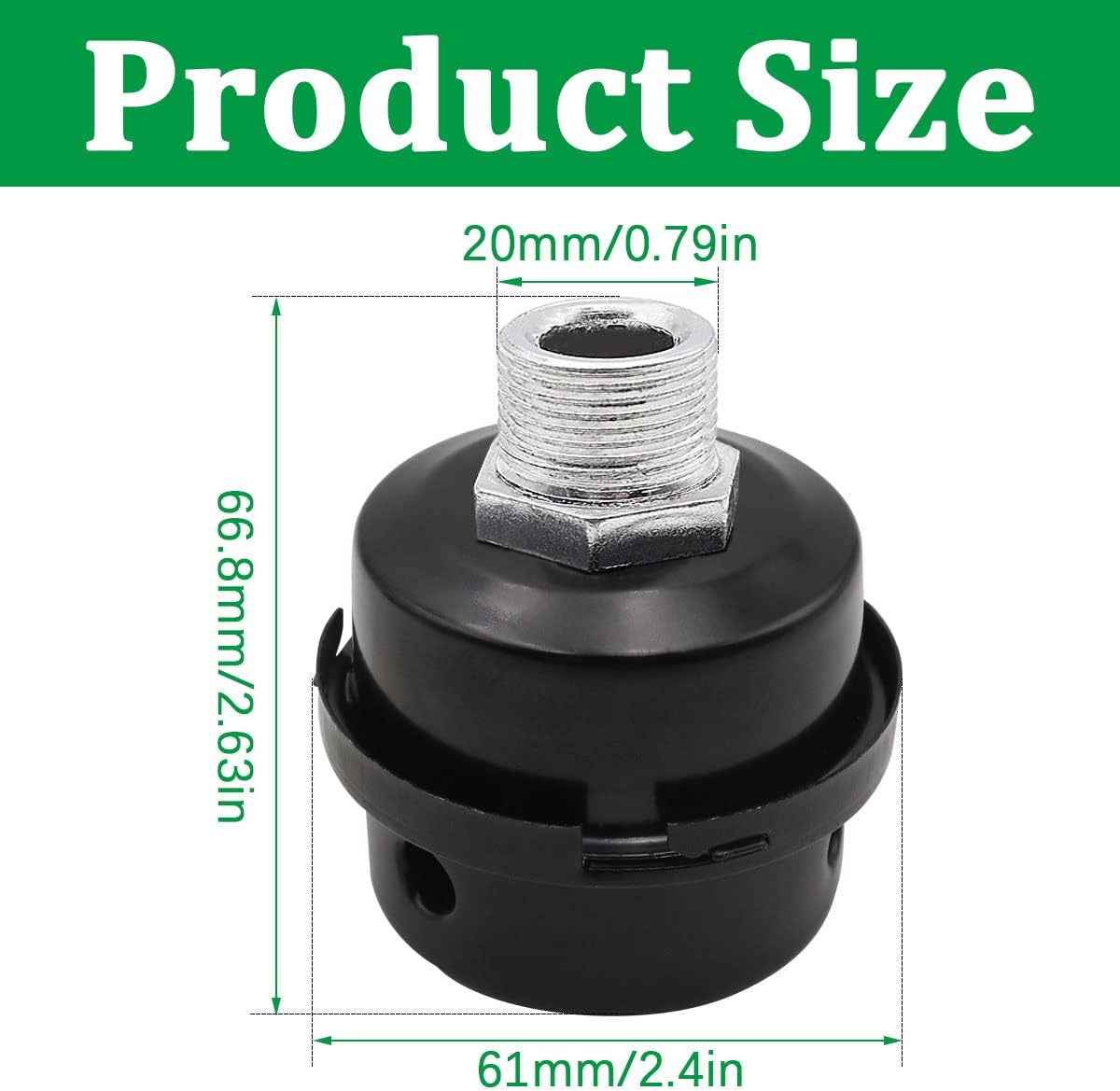 3PCS 1/2" Thread Air Compressor Silencer, 20mm Intake Filter Sound Muffler Accessories for Generators, Blowers, Exhaust Ports O-H-067-1/2