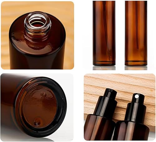 Miniatura 2 de Botella de loción de vidrio ámbar de lujo de 2.0 fl oz, 2 onzas, botella de bomba de crema cosmética, dispensador de jabón de tamaño de viaje,