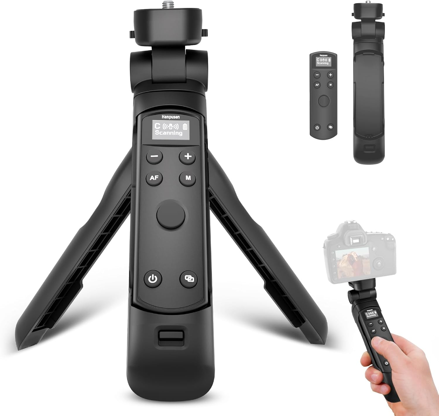 for Canon Tripod Wireless Shooting Grip with Shutter Release - Mini-Tripod with Rechargeable Remote Control for G7 X III/R50/R8/R5/R10/G5 X II/R100/M6 II/M200/M50/R50 V/6D II/V10/V1/SL2, for Vlogging