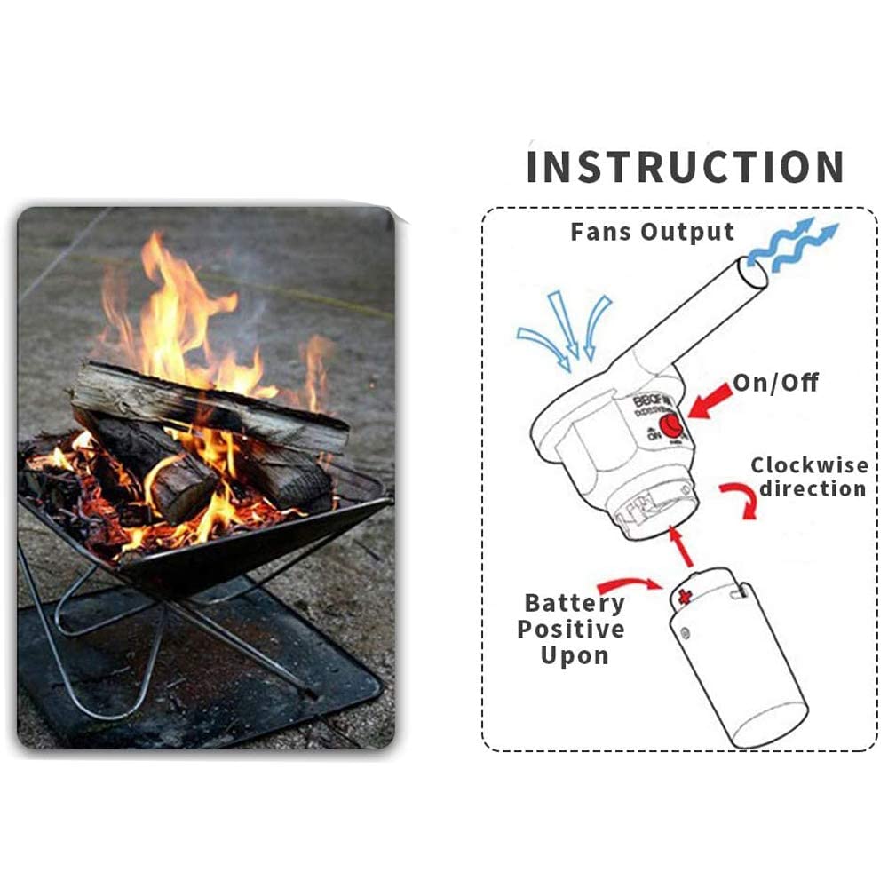 1 Pezzo BBQ Whitewood, Ventilatore Portatile per Barbecue, Ventilatore Portatile Alimentato a Batteria/Strumento di accensione per Barbecue da Campeggio all'aperto Picnic a Carbone