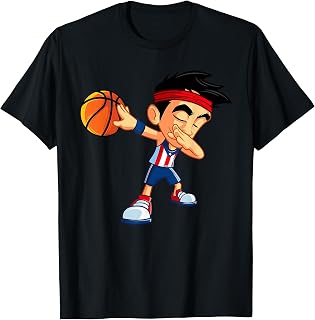 Dabbing Basketball Boy Player Puerto Rico Flag Funny Dab T-Shirt