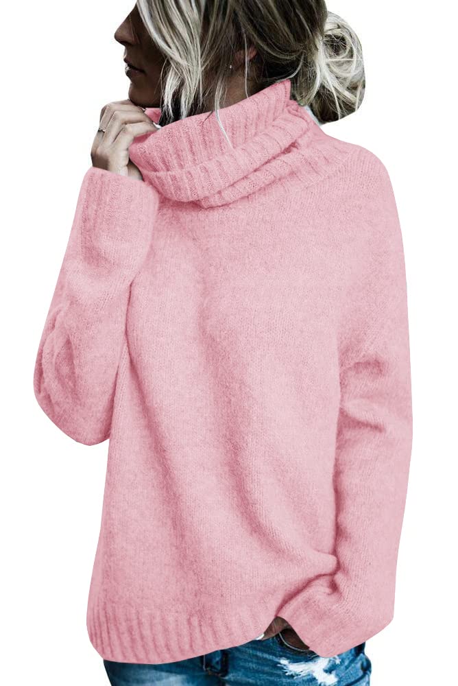FISACE Womens Oversized Turtleneck Pullover Sweater Cable Knit Sweater Tops | Long Sleeve,Slouchy,Fall,Winter,Lightweight,Loose,Trendy,Casual,Sexy