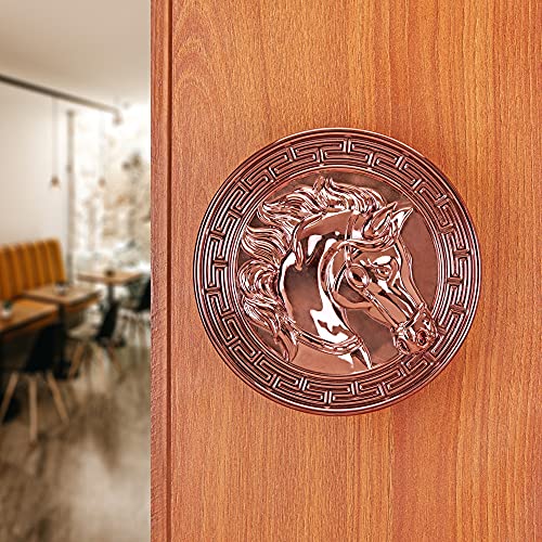 Image of LAPO Horse Main Door Handle, Door Handles for Main Door, Wooden & Glass Door Pull Handle, Door Hardware (4 inches, Round Diameter 5 inch-Pack of 1) Rose Gold Finish | 3 Years Warranty