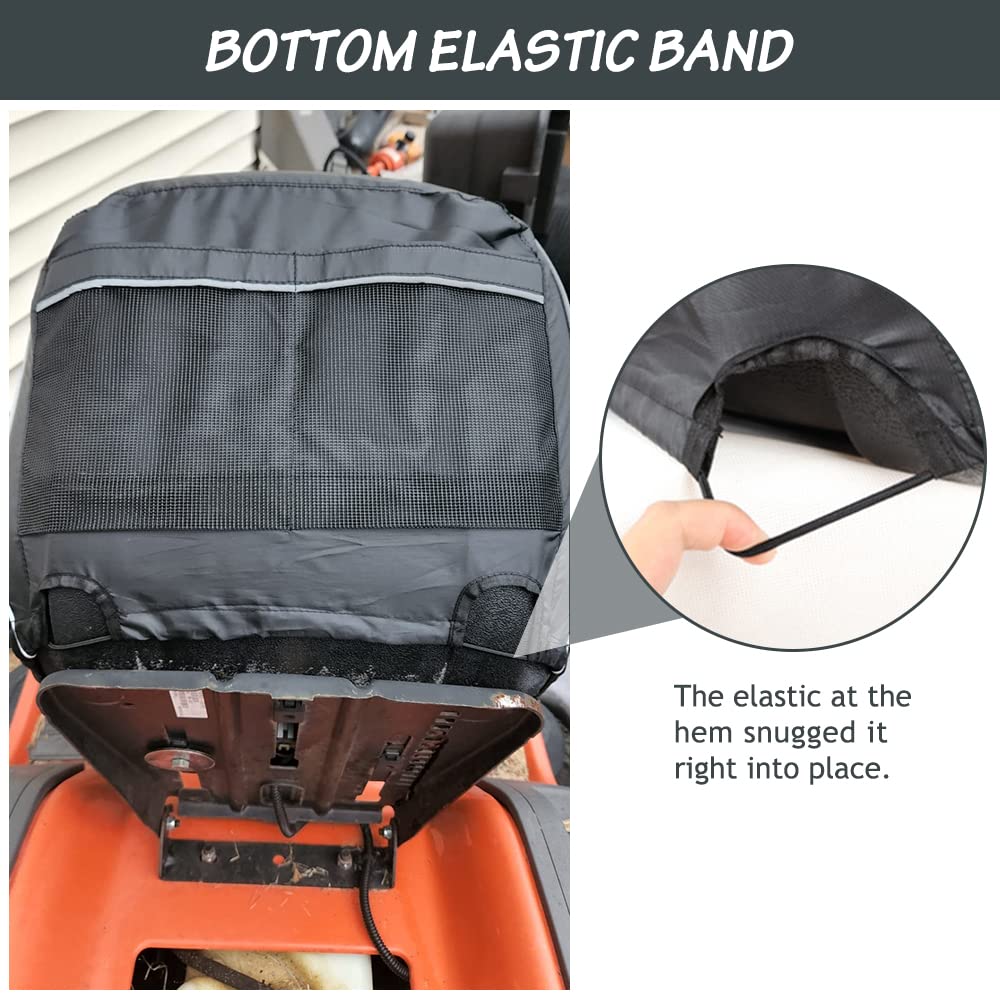 HOMEYA Funda de Asiento para cortacésped, Resistente al Agua, Oxford 600D, Funda de Asiento de Tractor con Acolchado y Bolsillos Traseros, para Asientos de 12.2 a 14.2 Pulgadas de Alto, se Adapta a