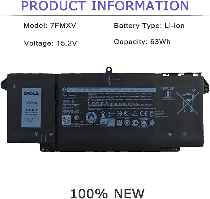 Batería OUTLANDWAY 7FMXV LiPo 15.2V 63Wh para Dell Latitude miniatura 2