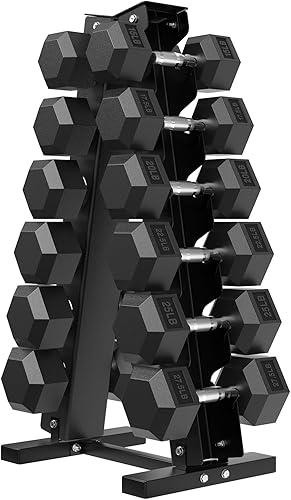 Miniatura 22 de Juego de mancuernas hexagonales con estante, juegos de revestimiento de goma de aumento de media libra para entrenamiento de peso de precisión y