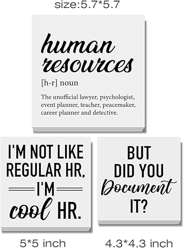 Miniatura 2 de Decoración de oficina de recursos humanos, 3 piezas de regalos divertidos de recursos humanos, letreros de caja de madera con texto en inglés "But