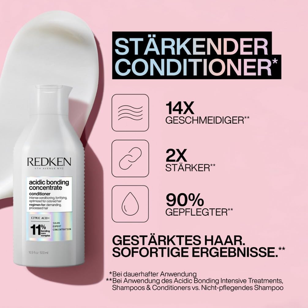 Redken XL Pflegeset für Schutz vor Farbverlust, Konzentrierte All-In-One Formel, Für mehr Glanz und Geschmeidigkeit, Acidic Bonding Concentrate Shampoo 500 ml & Conditioner 500 ml