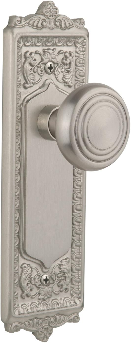 Nostalgic Warehouse Egg & Dart Plate with Deco Knob, Single Dummy, Satin Nickel