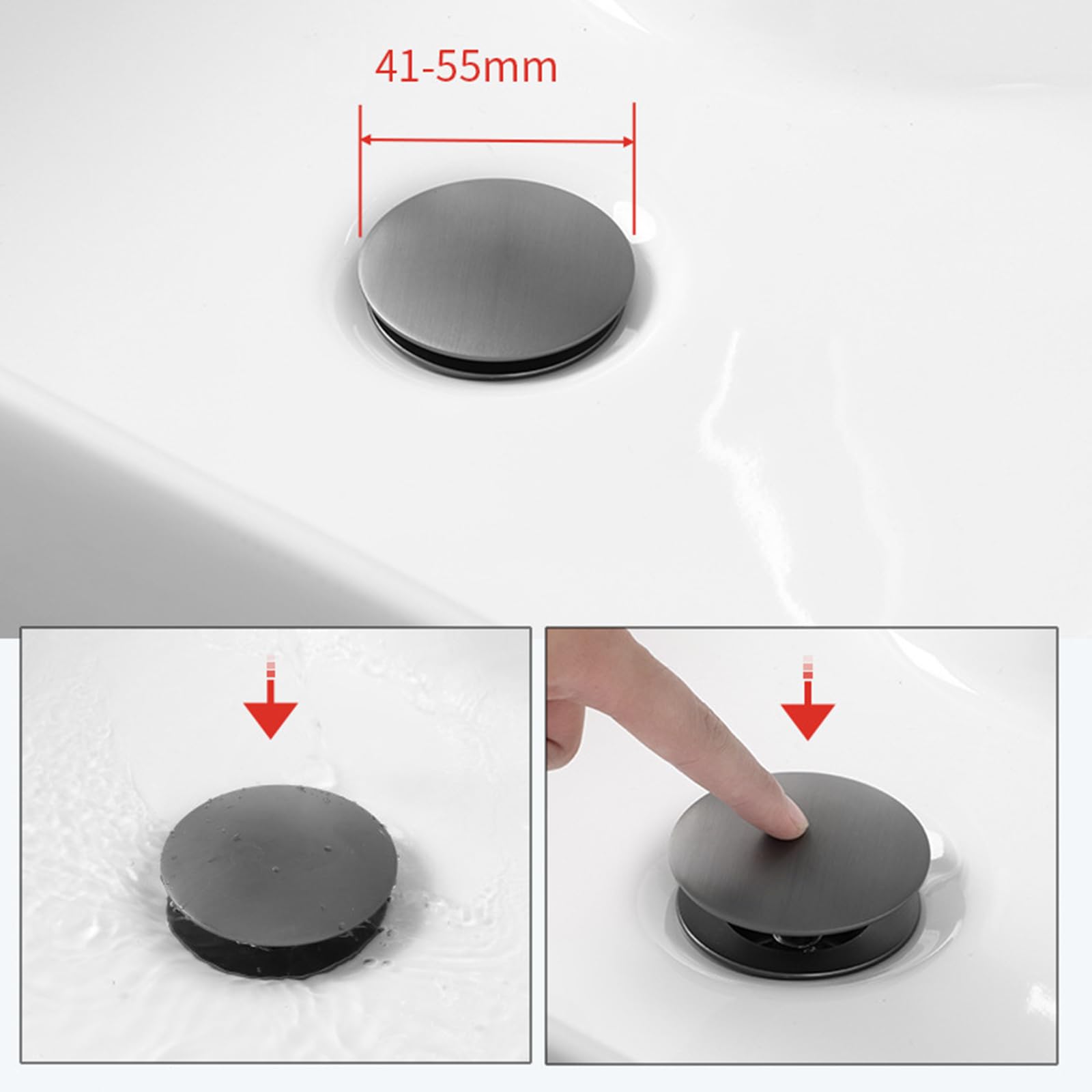Piletta Lavabo Bagno Click Clack,Piletta Lavandino,Piletta Lavabo Bagno Pop Up,Scarico A Rimbalzo,Anticorrosione In Rame Pieno,Cromo D