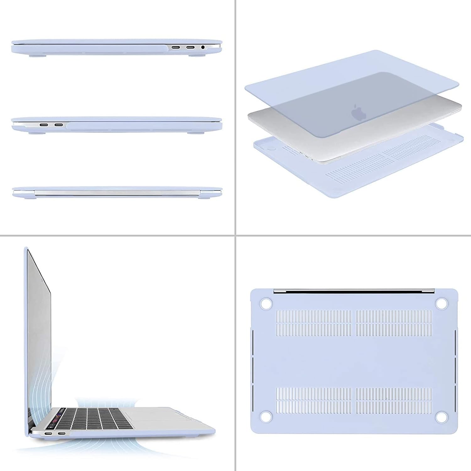 MOSISO Compatible with MacBook Pro 13 inch Case M2 2023-2016 A2338 M1 A2251 A2289 A2159 A1989 A1708 A1706,Plastic Shell&Multifunctional Briefcase&Keyboard Cover&Screen Protector&Pouch,Pastel Blue