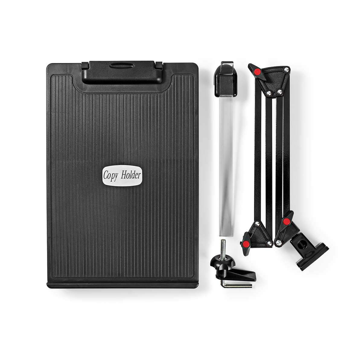 NEDIS Portadocumenti ergonomico | Completamente mobile | Supporto da tavolo | Nero Grigio/Nero, ERGOCH300BK