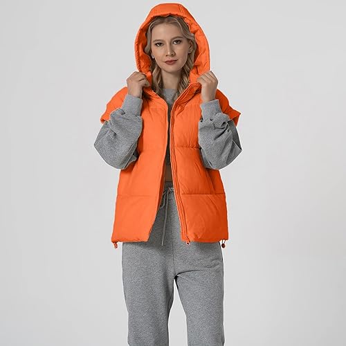 Miniatura 9 de Shiyifa Chaleco acolchado con cremallera para mujer, sin mangas, cuello alto, abrigo acolchado
