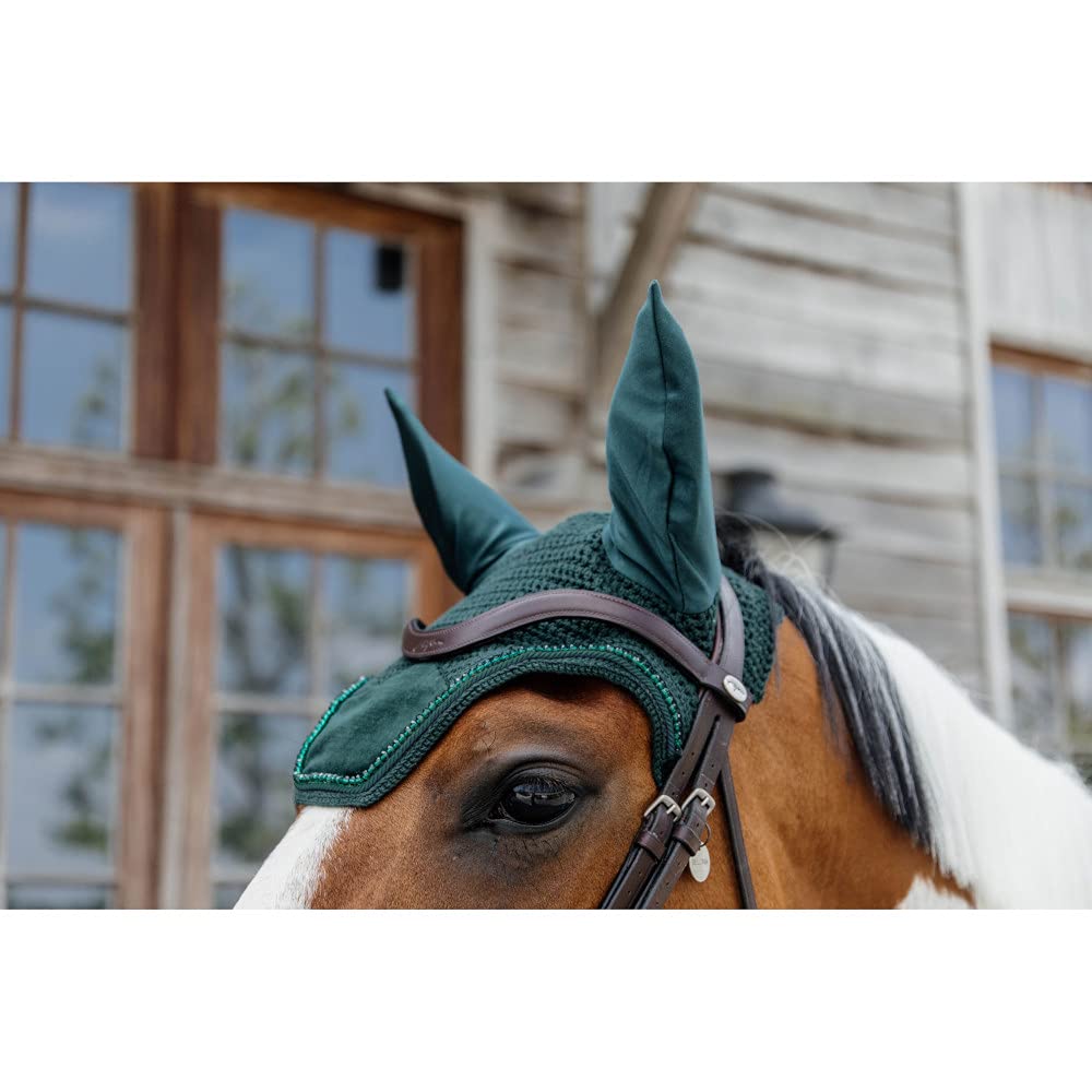 Bonnet anti-mouche Wellington velvet pearls vert pin