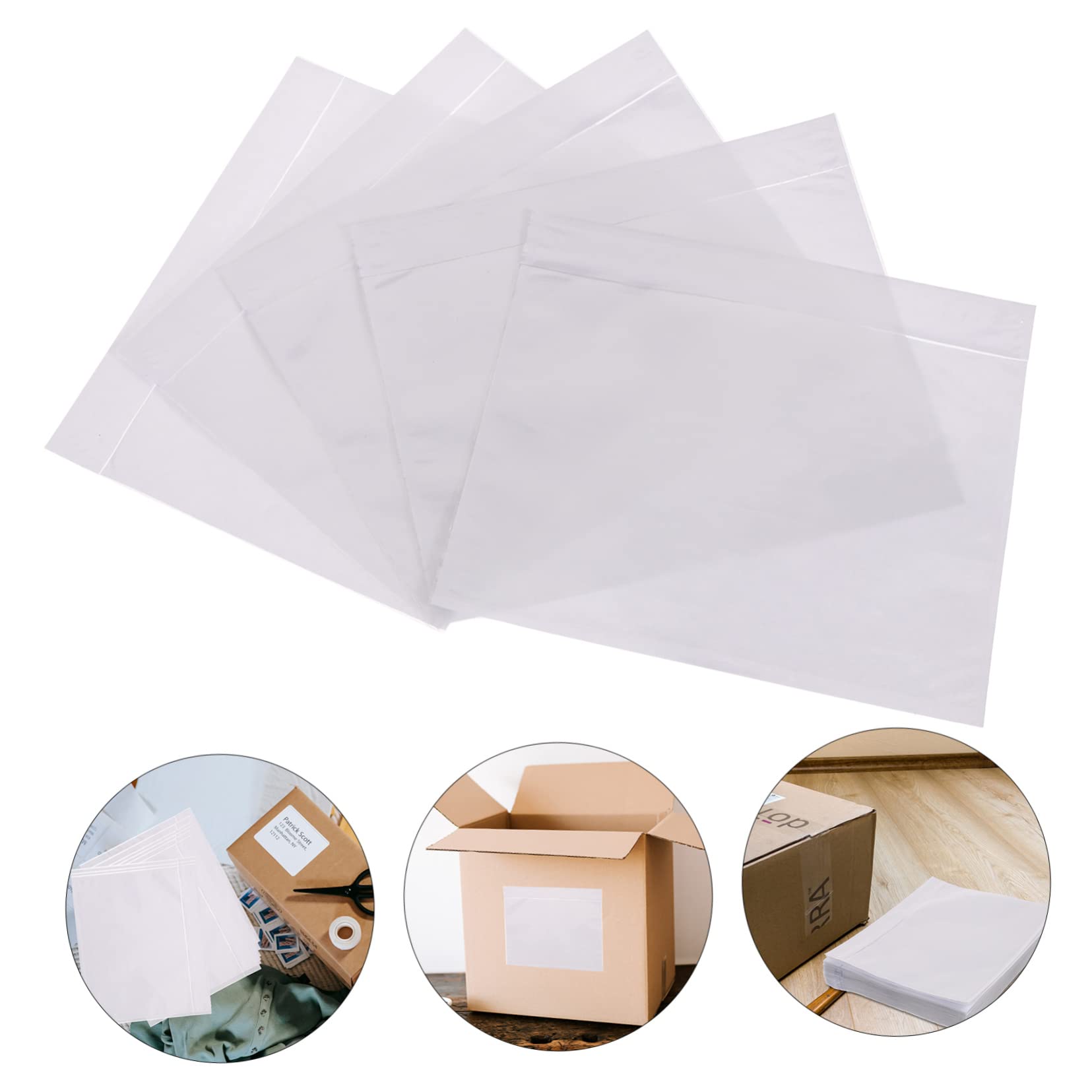 VILLFUL 100pcs Envelopes for Packing List Clear Adhesive Packing Envelope Pouches Holder Sealable Bags for Packaging Vinyl Wrap Mirror Vinyl Adhesive Packing List Pouch Packing List Bags