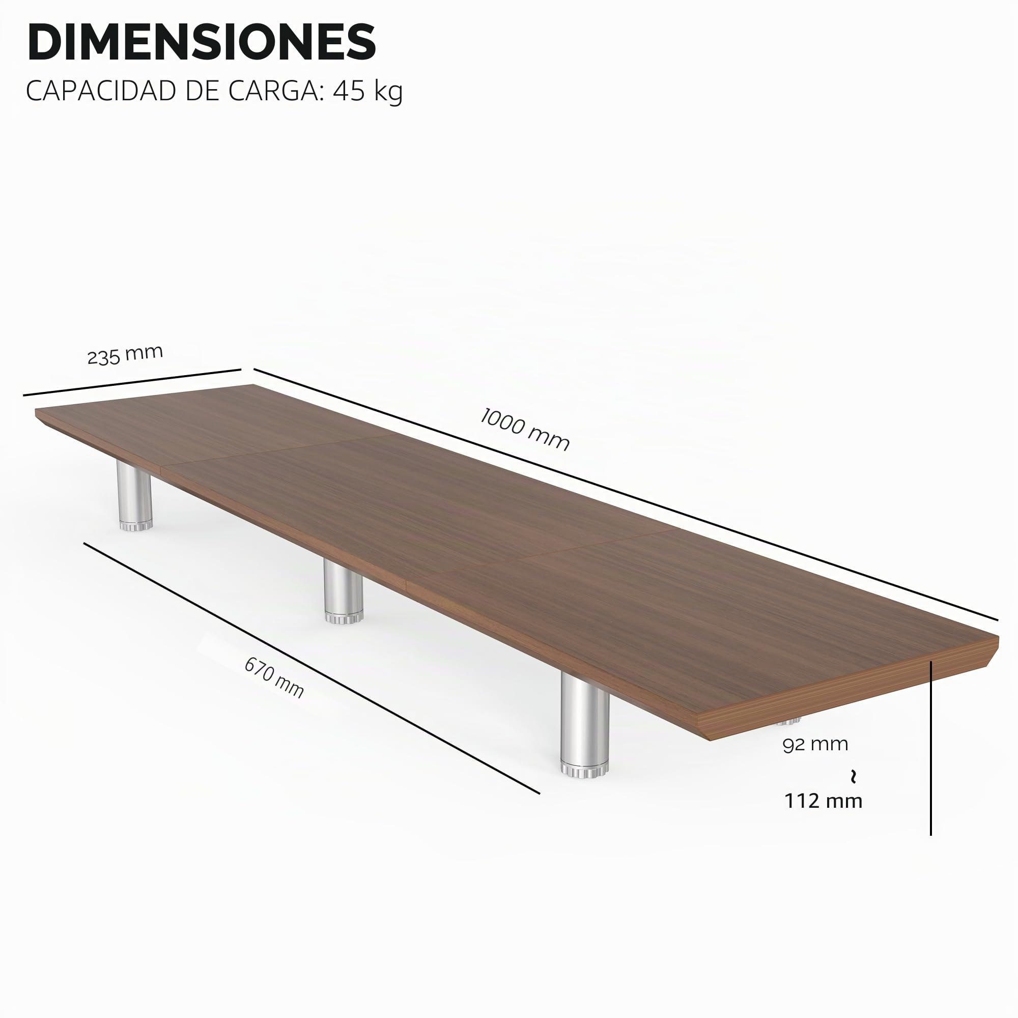 Fenge Soporte Monitor Grande, Elevador Monitor de Pata de Metal Altura Ajustable, Soporte para Monitor para PC/Portátil/TV 100x23,5x11,2cm G04E (Marrón)
