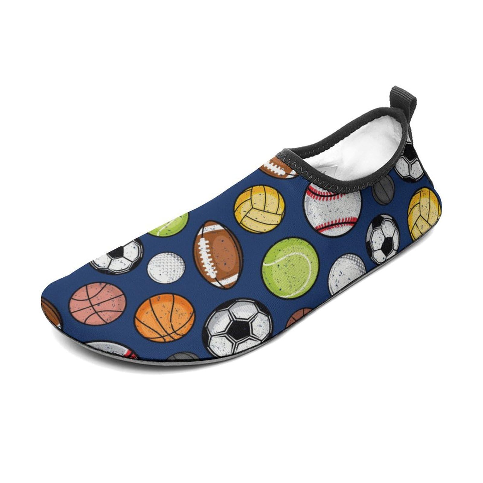 CSEMEIE Basketball Soccer Football Pattern Water Shoes Beach Shoes Aqua Socks for Women Men Swimming Yoga
