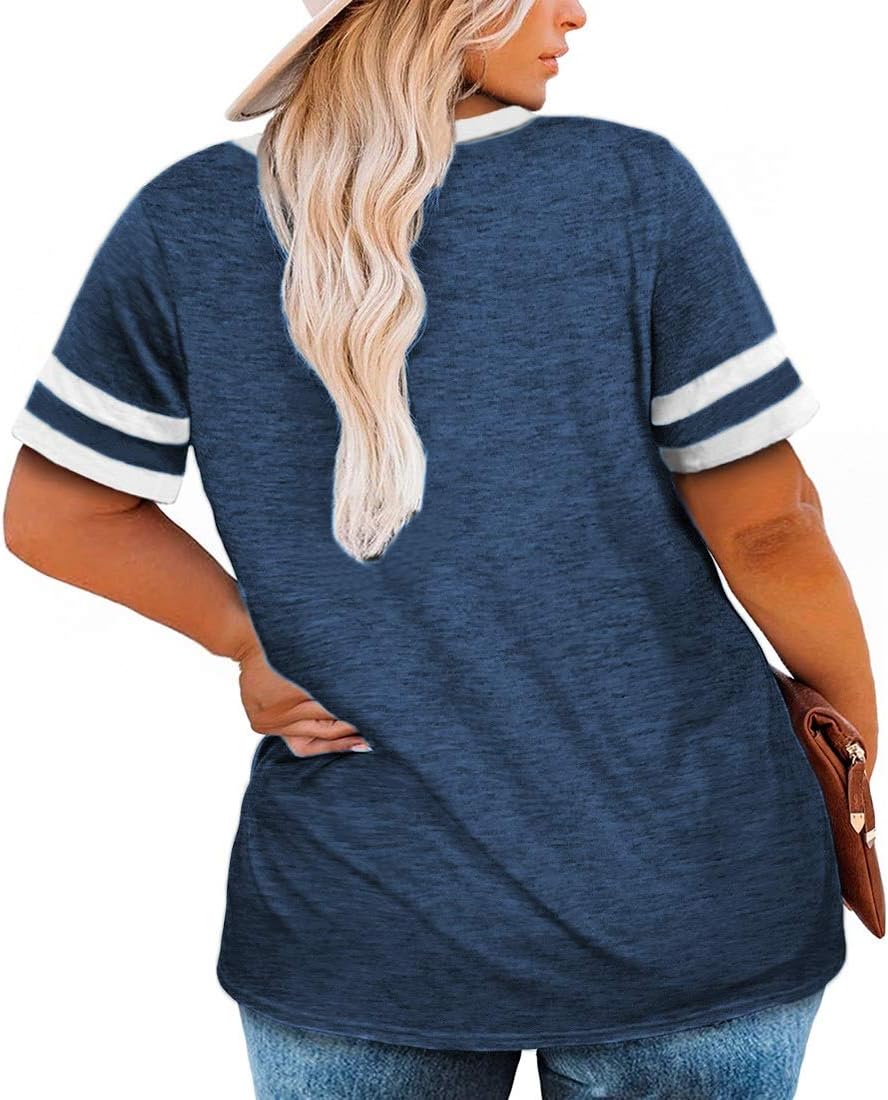 Plus-Size Tops for Women Short Sleeve T Shirts V Neck Tunic Tops XL-5XL - Image 2