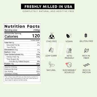 Quinoa Flour by Granary Mart- Rich in Protein/Fiber Ideal for Vegans and Vegetarians Freshly Milled in USA Keto & Paleo Approved Affordable Bulk Rate 50 lbs. Bulk Bag