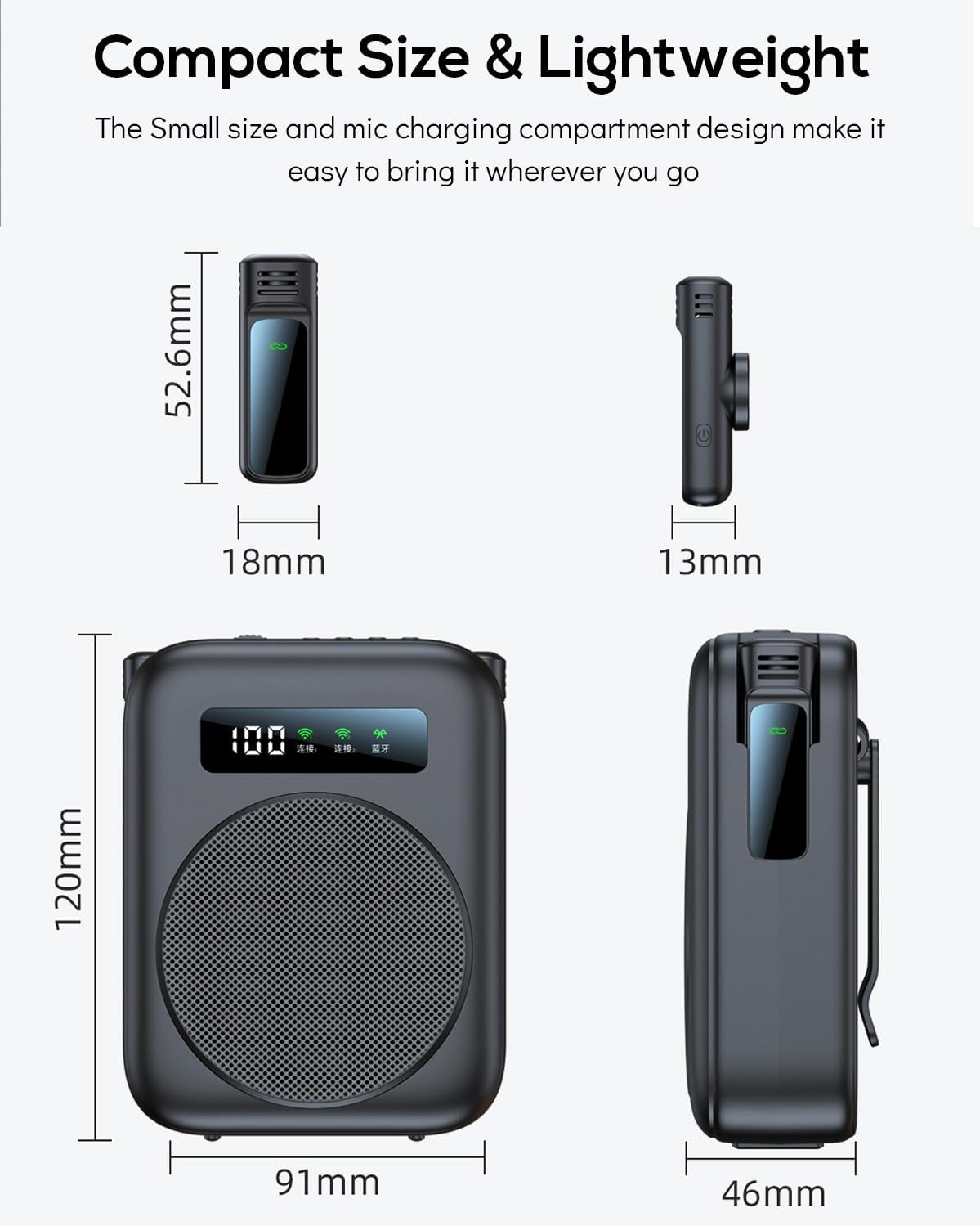 2025 New Upgraded Voice Amplifier Wireless Microphone, Portable Voice Amplifier with Clip on Microphone, Magnetic Lavalier, Teacher Microphone for Classroom, Speech - Image 3