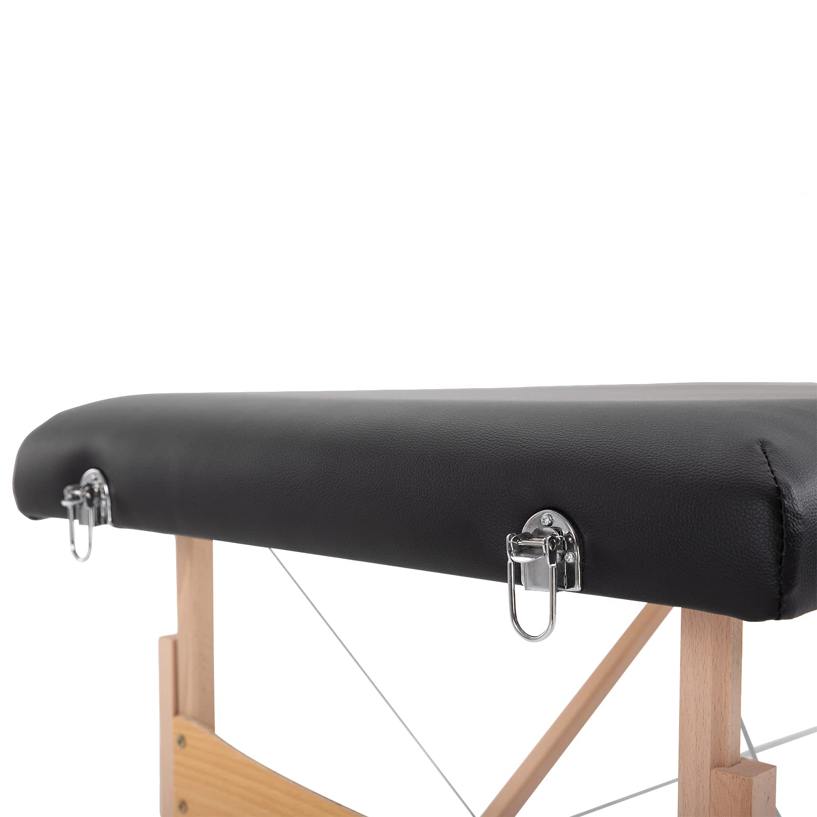 HOMCOM Table de Massage Pliante, lit de Massage 2 Zones 186 x 60 cm Portable, Hauteur réglable, Oreiller Facial Amovible, Table esthétique Tatouage en Bois de hêtre, Sac de Transport Inclus, Noir