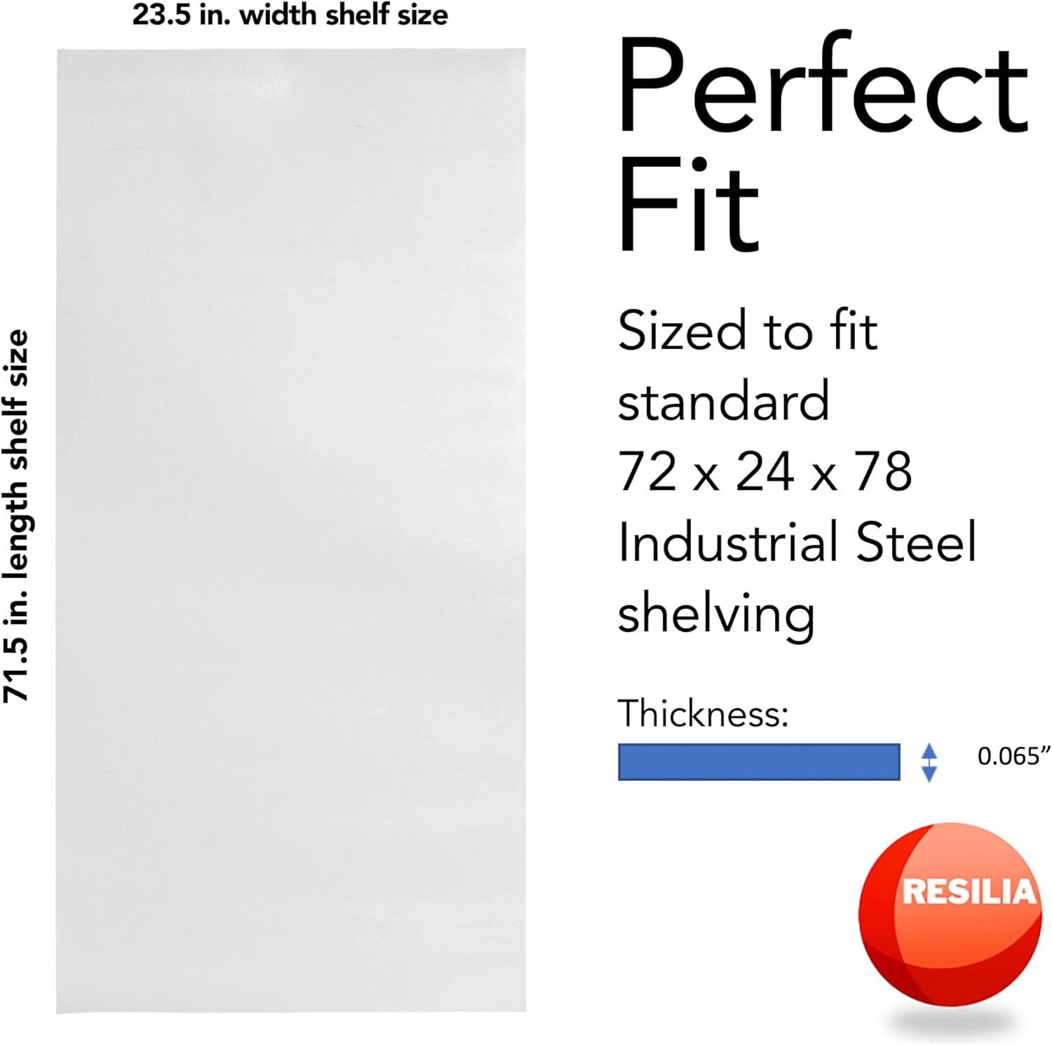 RESILIA Industrial Shelf Liner Set for Wire Shelving – 4 Pack, 24” x 72” Heavy Duty Waterproof Liners, Custom Fit Clear Plastic Vinyl Covers for Kitchen, Bathroom, Pantry, & Garage Rack, Made in USA