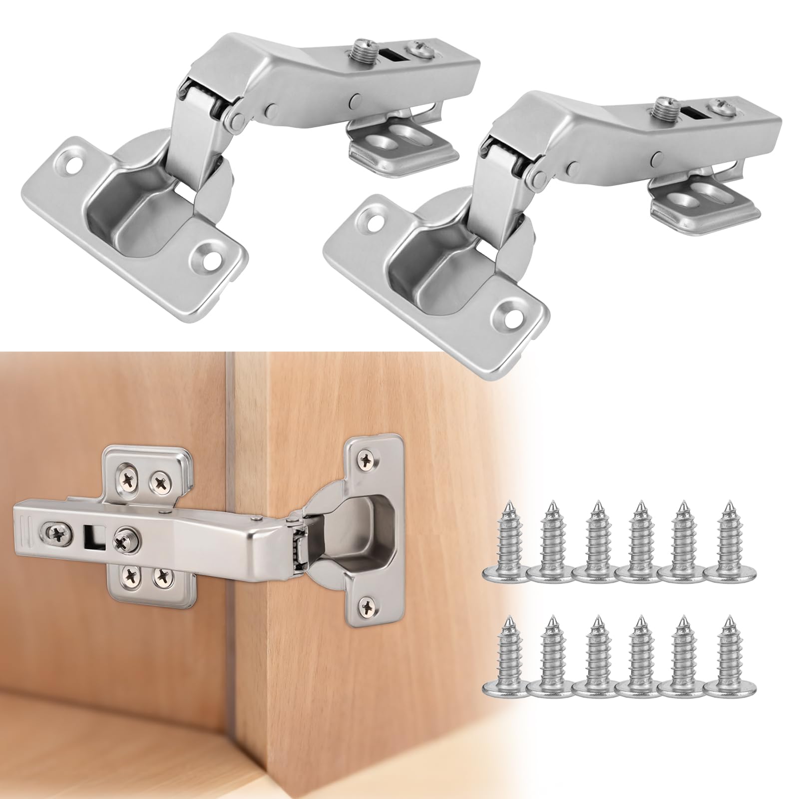 HBL' 4 Pack 45° Corner Cabinet Hinge, 35MM 135° Corner Cabinet Hinge Replacement, European Concealed Kitchen Door Hinge for Frameless Cabinets, Soft Close and Heavy Duty Steel