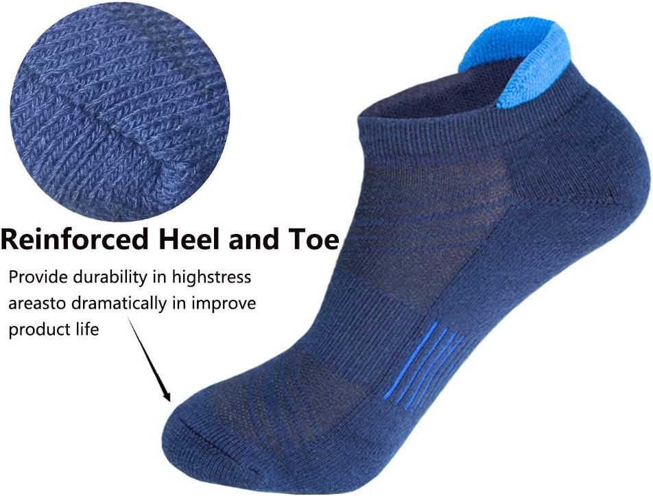 J.WMEET Mens Low Cut Ankle Athletic Socks Cotton Mesh Cushioned Running Ventilation Sports Tab Socks 5Pack - Image 4