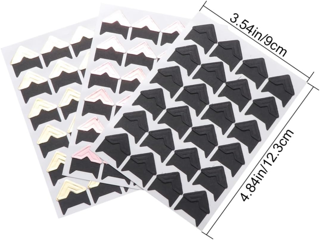 NUOBESTY 15sheets Photo Corners Retro Multicolor Self-Adhesive Stickers for Scrapbooking Rose Gold Each Convenient Photo Album Accessories for Easy Mounting