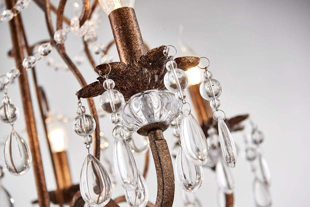 Saint Mossi 5-Lights Crystal Chandelier for Dining Room, Farmhouse Chandelier Style, K9 Crystal Pendant Light Rustic Lighting Fixture for Living Room, H24 x D23, Chain Adjustable