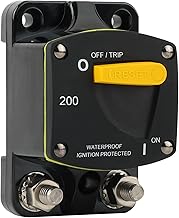 GLOSO Circuit Breaker Switches Manual Reset Waterproof Audio Radio Solar System Boat Truck Marine Automotive Stud 5/16“ Surface Mount 200A