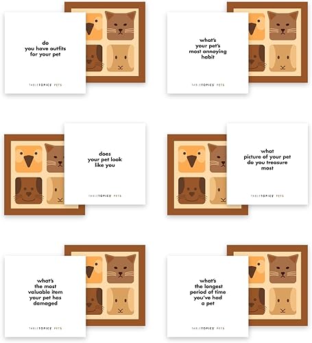 Miniatura 4 de TableTopics Pets to Go - Juego de cartas de preguntas - 40 tarjetas de inicio de conversación para hablar de tus mascotas, juego divertido para