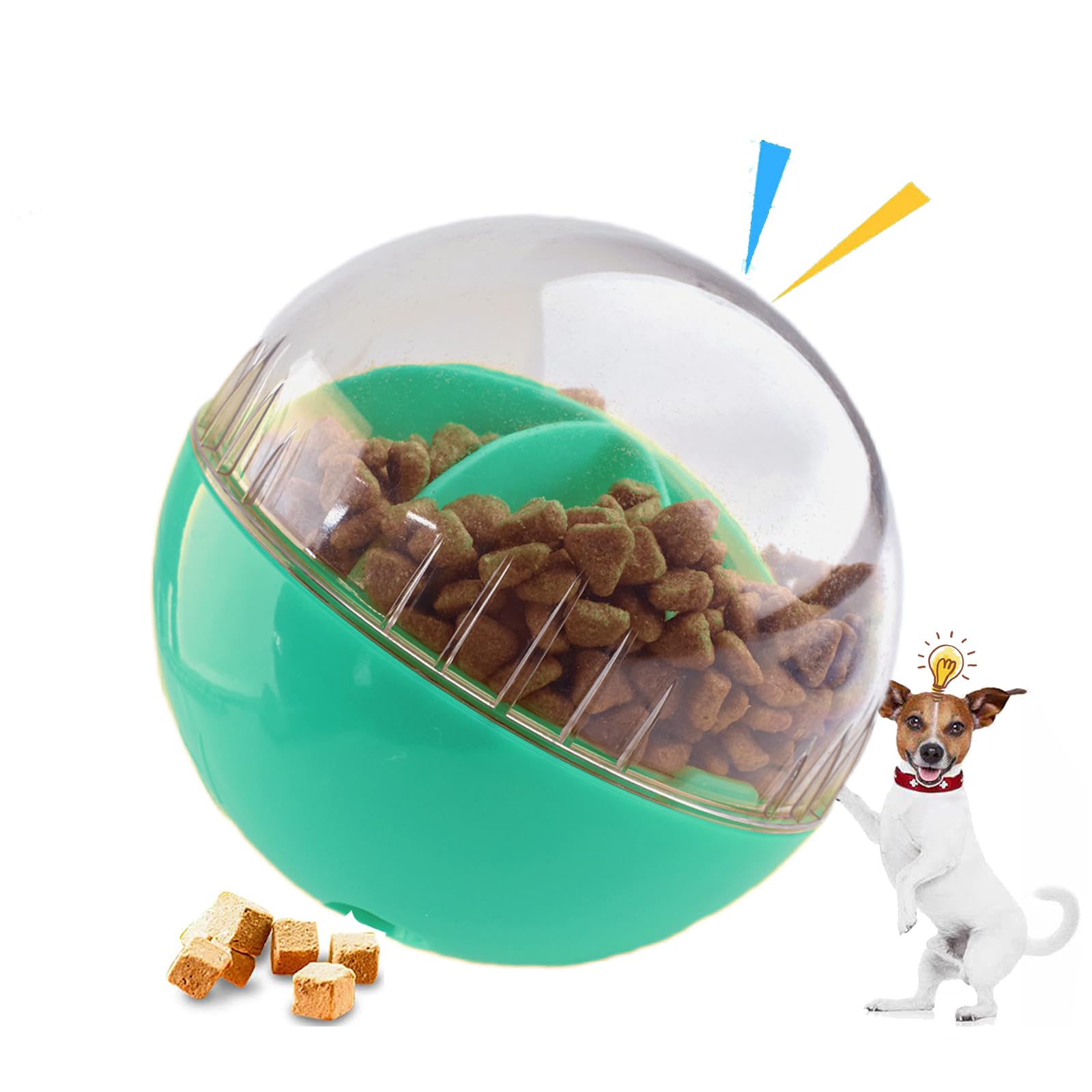 Dog Treat Ball Adjustable Dispensing Interactive Toys Squeaky Puppy Puzzle Toy for Boredom Slow Feeder Blue