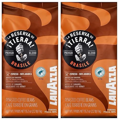 Lavazza Tierra Brasile 100% Arabica Coffee Beans 1 kg (Pack of 2, Total 2kg)