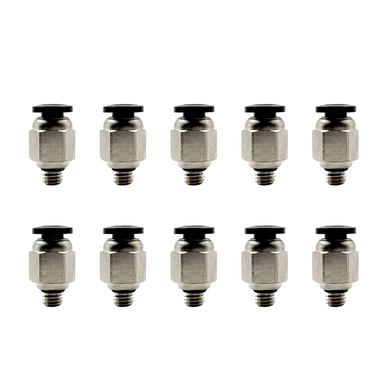 M5 PT Male Thread 4mm Straight Pneumatic Push in Quick Fitting Connectors for PETF Tube 10Pcs