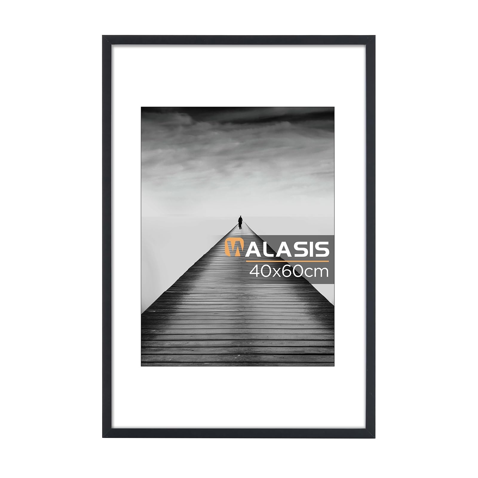 Cornice Legno 40x60 Cm Con Passepartout | Nero Per Poster E Foto | Vetro Plastica Resistente - Foto 5