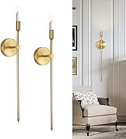 OOOMART Gold Candle Sconces Set of 2 - 23" Long Wall Candle Holders Modern Chic Decor for Bedroom, Living Room, Dining Room