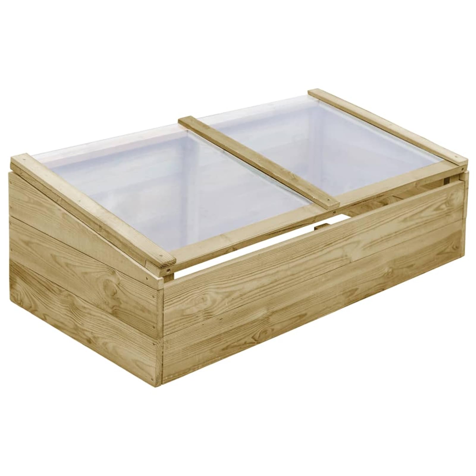 Szklarnia z impregnowanego drewna sosnowego z dachem, 100 x 50 x 35 cm, kolor naturalny – odporna na warunki atmosferyczne szklarnia ogrodowa na zioła i kwiaty