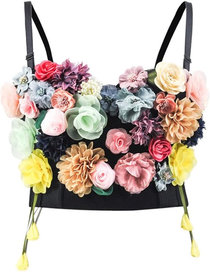 Floral Corset Appliques Tops for Women Sexy Gothic Waist Slimming Bustier Clothing for Daily Party
