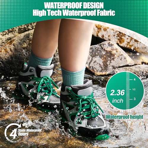 R CORD Girls Hiking Boots Kids Hiking Boots Girls Outdoor Adventure Trekking Boots Non-Slip Outdoor Boots Green 3 Little kid by R CORD - Image 3
