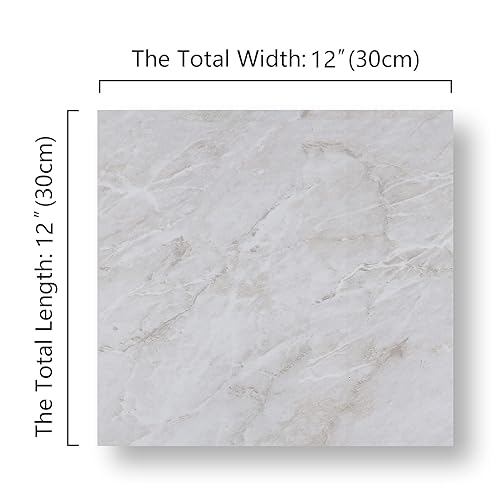 Miniatura 2 de CHICHOME Paquete de 32 azulejos de vinilo impermeables para despegar y pegar, de 12 x 12 pulgadas, autoadhesivos, removibles de mármol gris