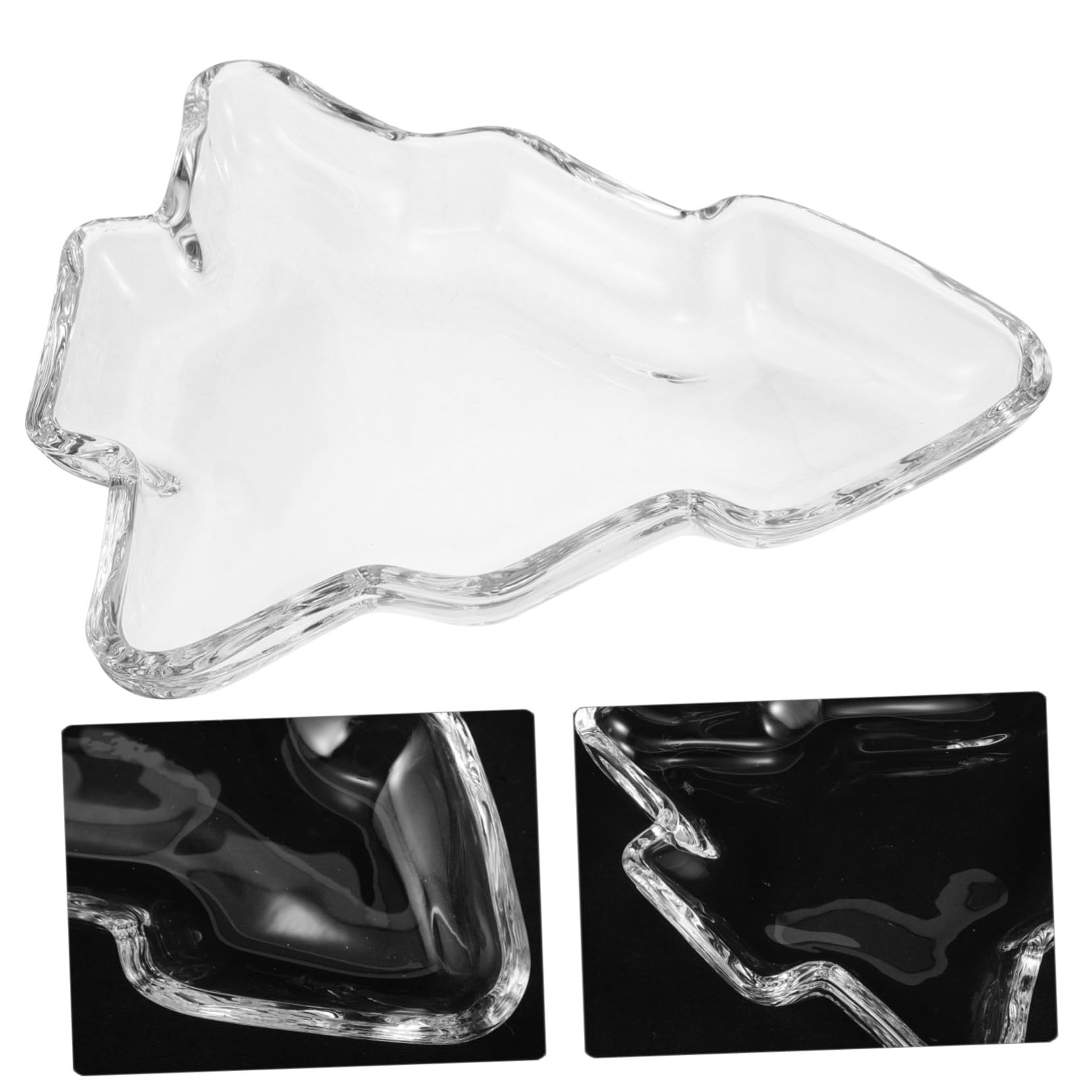 Sosoport Bandeja para Servir Forma de Árbol de Navidad de Cristal Transparente Plato Grande para Frutas Secas y para Fiestas Navideñas y Decoración Festiva