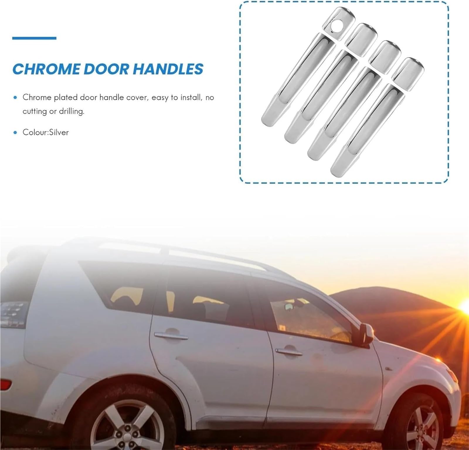 Maniglia interna della portiera con asta di colleg Maniglia esterna per porta per Citroen C4 C4 per Picasso C6 per Peugeot 207 308 per cromata Maniglia interna della portiera dell'auto, rivesti