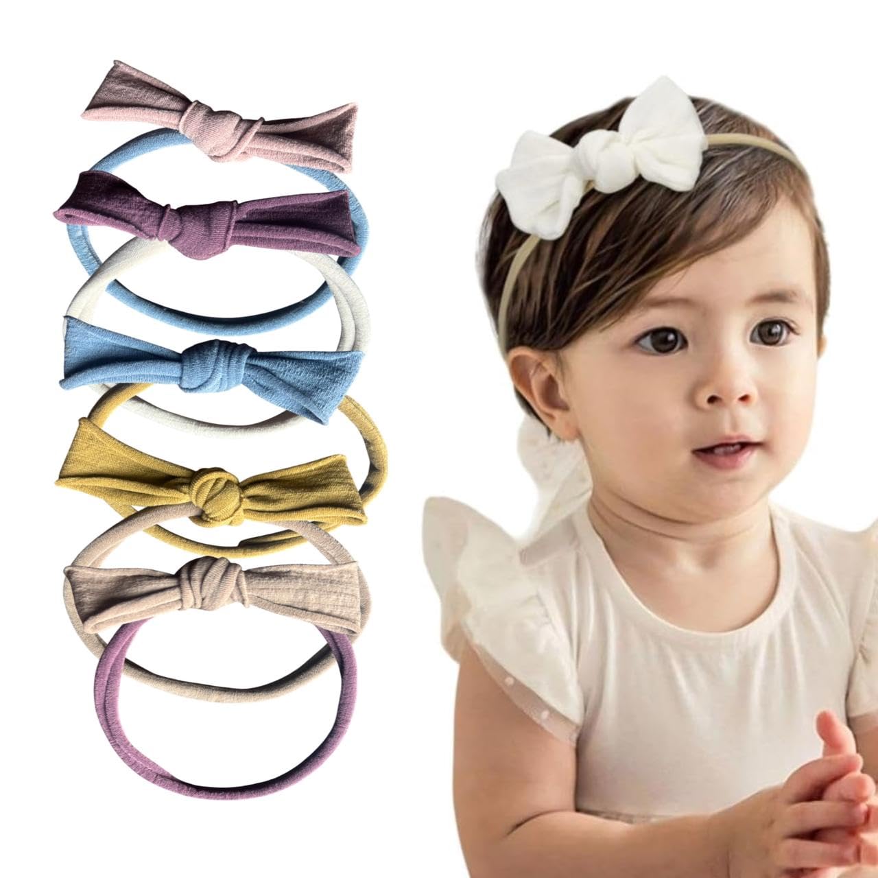 10 Pack Super Soft Stretchy DIY Solid Nylon Headbands Baby Hair Bands One Size Fits All-image-22