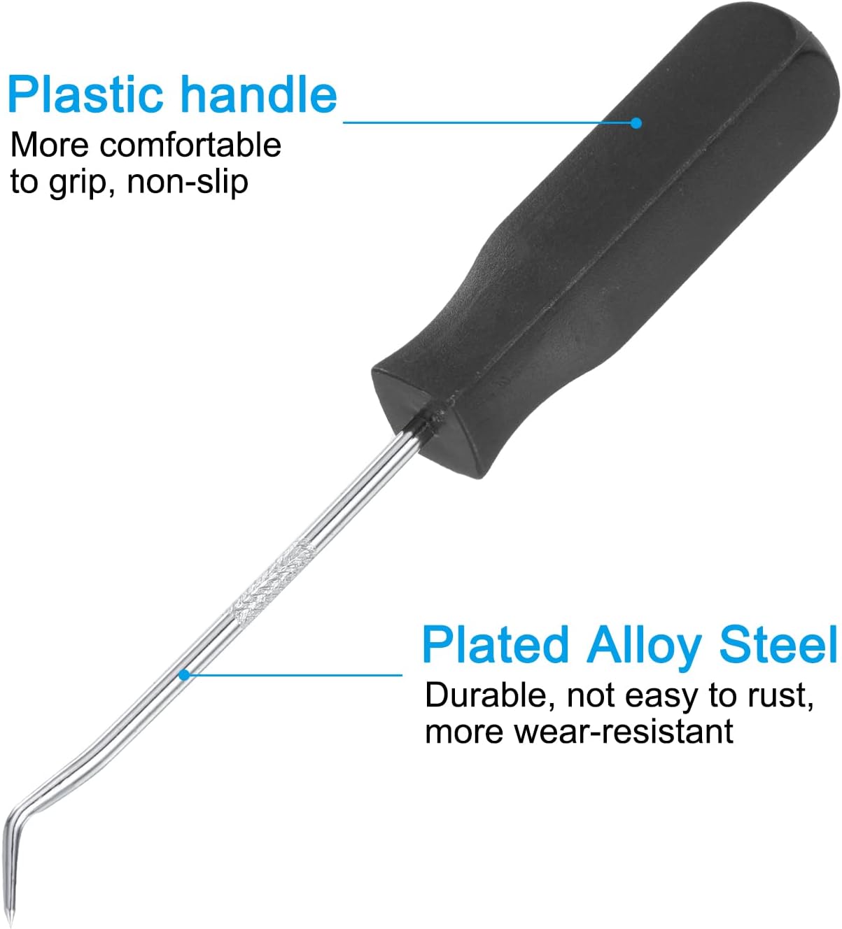 PATIKIL O-Ring 135 Degree Picks 142mm, 2 Pcs Oil Seal Gasket Precision Screwdriver Puller Remover Removal Tool, Black